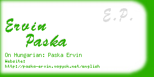 ervin paska business card